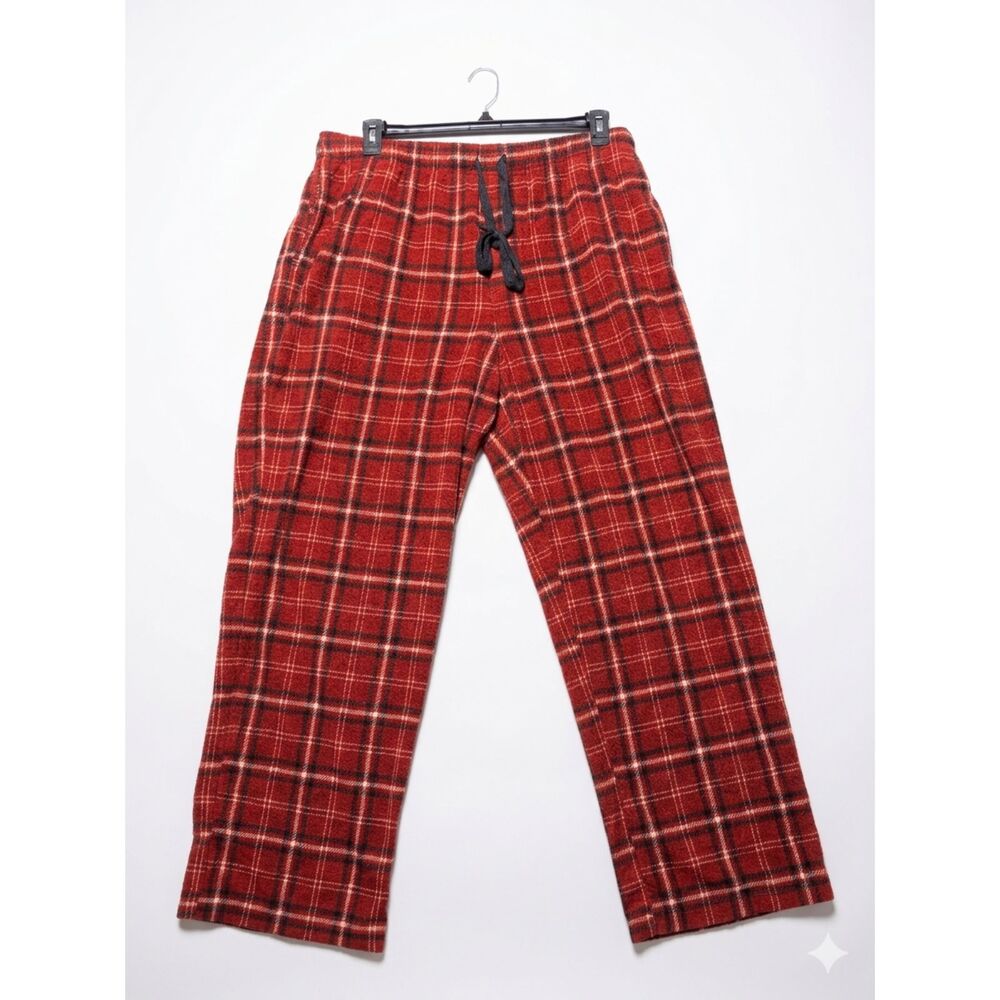 Croft & Barrow Men's XL Red Plaid Fleece Pajama Pants Soft Loungewear